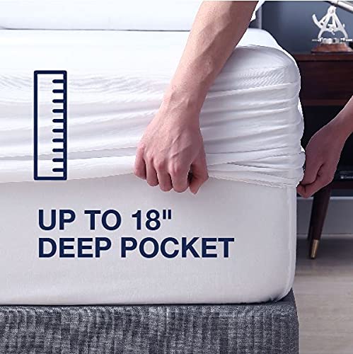  Premium Full Mattress Protector Waterproof,Breathable & Noiseless Mattress Cover,Fitted 10''-18'' Deep Pocket