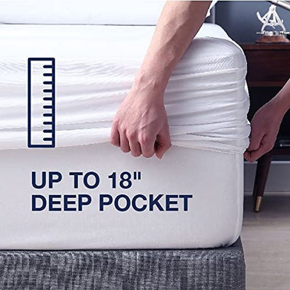  Premium Full Mattress Protector Waterproof,Breathable & Noiseless Mattress Cover,Fitted 10''-18'' Deep Pocket
