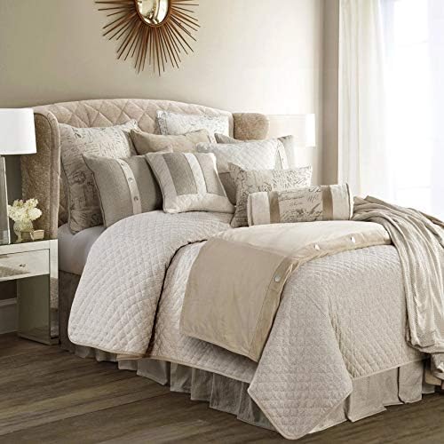  Paseo Road By HiEnd Accents | Fairfield Linen 4 Piece Coverlet Set, Super Queen Size, Herringbone Diamond Quilted Luxury Bedding Set, Traditional Rustic Style, 1 Coverlet, 1 Bedskirt, 2 Pillowcases