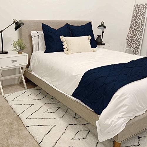  Bed Runner 100% Cotton 800 Thread Count 1 Piece Pinch Pleated Bed Runner, Decorative Bed Scarf, 1 Pinch Pleated Bed Runner (Cal King Size, Light Gray)