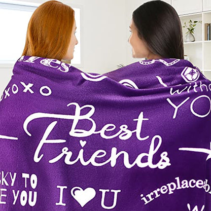  St Friend Blanket, Best Friend Birthday Gifts For Women, Gift For Best Friend, Bestie Gifts For Women Unique, BFF Gifts For Women, 65” X 50” (Sassy - Purple)