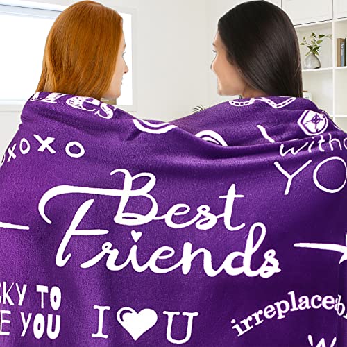  St Friend Blanket, Best Friend Birthday Gifts For Women, Gift For Best Friend, Bestie Gifts For Women Unique, BFF Gifts For Women, 65” X 50” (Sassy - Purple)