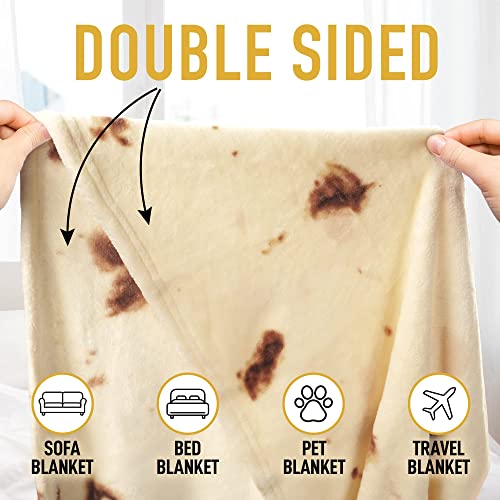  Zulay (60-80 Inches) Giant Double Sided Tortilla Blanket - Novelty Big Tortilla Blanket For Adult And Kids - Premium Soft Flannel Round Tortilla Blanket For Indoors, Outdoors, Travel, Home And More