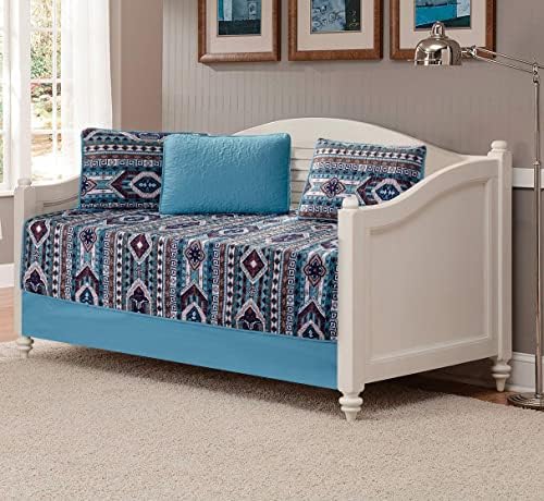  Tic Western Southwestern Native American Quilt Set In Beige Taupe Brown Turquoise And Navy Blue Colors - Bedspread Set San Antonio (Full/Queen)