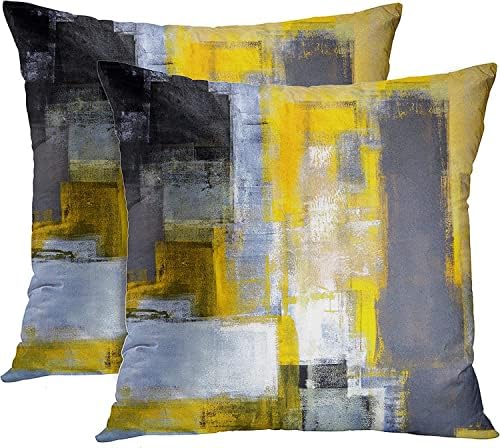  Emvency Set Of 2 Blue White And Gray Throw Pillow Covers Modern Abstract Painting Decorative Pillow Cases Home Decor Standard Square 20x20 Inches Pillowcases