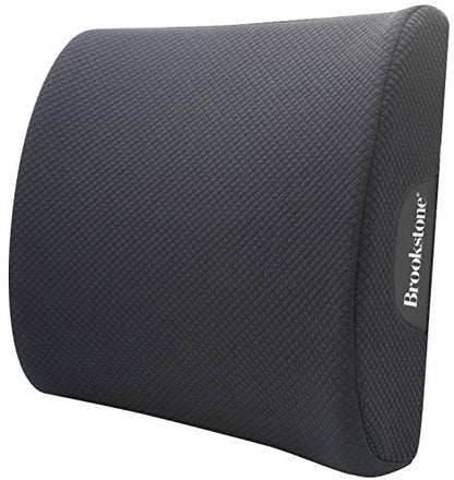  Brookstone BK1209 - Luxurious Lumbar Support Pillow For Car Or Office Chair, Back Cushion With Premium Grade Memory Foam, Breathable And Washable Cover, Adjustable Strap
