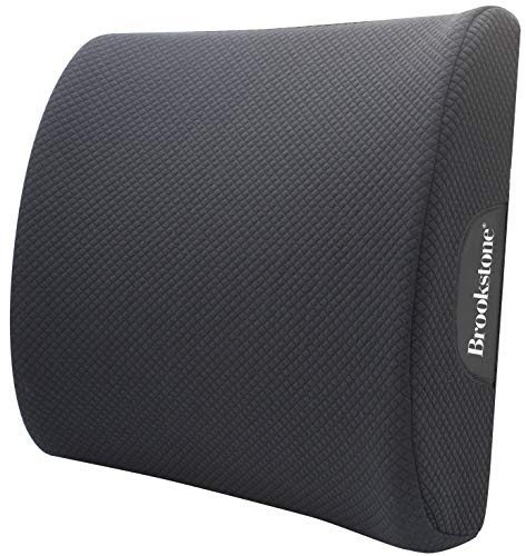  Brookstone BK1209 - Luxurious Lumbar Support Pillow For Car Or Office Chair, Back Cushion With Premium Grade Memory Foam, Breathable And Washable Cover, Adjustable Strap
