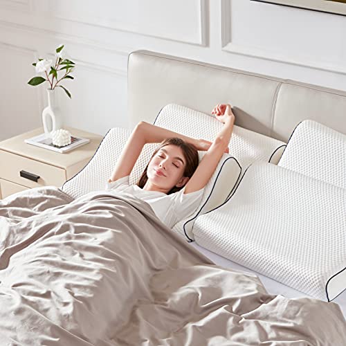  Enther Cervical Memory Foam Pillow For Sleeping, Adjustable Side Sleeper Pillow For Neck Support Shoulder Pain Relief, Orthopedic Contour Firm Pillow With Washable Cover