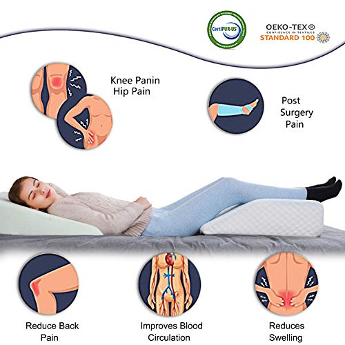  WAJ Bed Wedge Pillow For Sleeping Elevated Support Wedge Pillow With Cooling Memory Foam Top Snoring Pillow For Lower Back Pain Acid Reflux Heartburn Allergies And Legs,Removable Washable Cover