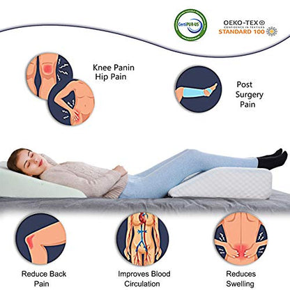  WAJ Bed Wedge Pillow For Sleeping Elevated Support Wedge Pillow With Cooling Memory Foam Top Snoring Pillow For Lower Back Pain Acid Reflux Heartburn Allergies And Legs,Removable Washable Cover