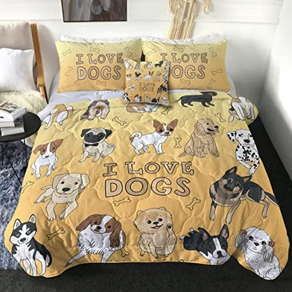  Sleepwish Gold Wolf Comforter Indian Wolf King Size Bed Set 3D Wolves Quilt Set 4 Piece Native American Wolf Bedding Sets With Comforter, Pillow Shams, Cushion Cover (King)