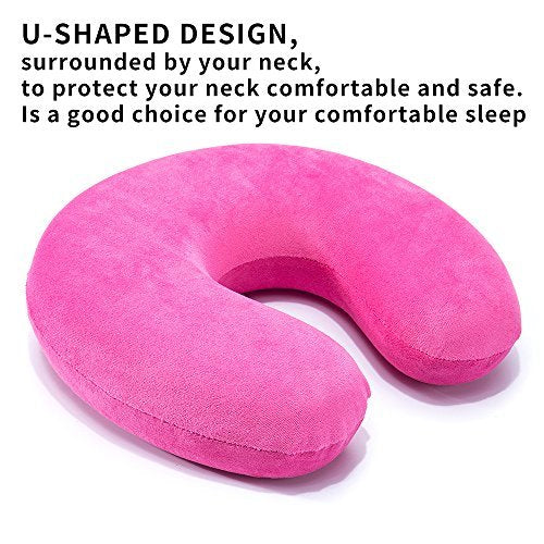  Mr.Ho U Shaped Memory Foam Pillow Neck Head Cushion Pillow Support Rest Outdoors Car Office Home Travel Pillow Cushion(Pink)