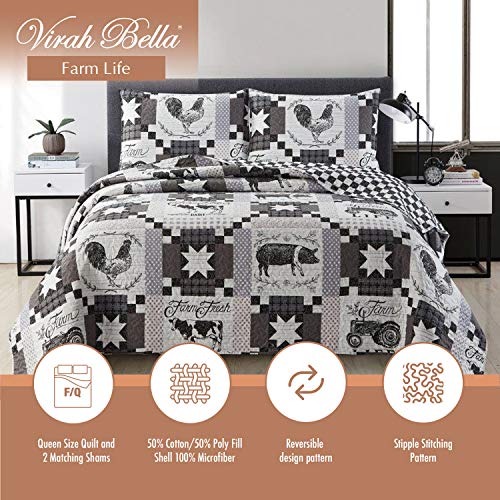  Quilt Bedding Set Printed Lightweight Reversible Quilt With Matching Pillow Shams - Cozy & Beautiful Lodge-Themed Bedding