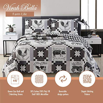  Quilt Bedding Set Printed Lightweight Reversible Quilt With Matching Pillow Shams - Cozy & Beautiful Lodge-Themed Bedding