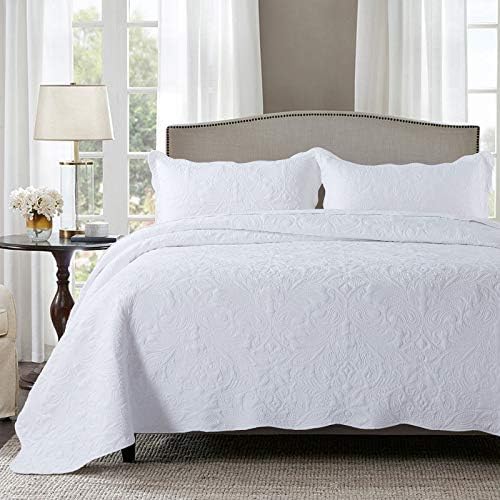  HoneiLife Bedspread Quilt Set King - 3 Piece Embroidered Corduroy Bedspreads Luxurious Coverlet Lightweight Bedcover Warm Bedding Set All Season Quilts-Taupe, King Size