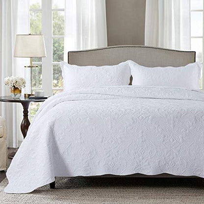  HoneiLife Bedspread Quilt Set King - 3 Piece Embroidered Corduroy Bedspreads Luxurious Coverlet Lightweight Bedcover Warm Bedding Set All Season Quilts-Taupe, King Size