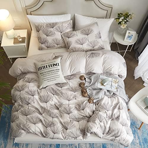  OyoLady Duvet Cover Set Queen Size, 3 Pieces Lightweight Soft Microfiber Bedding Comforter Cover For All Seasons (Queen, 90x90 Inches, Leaf)