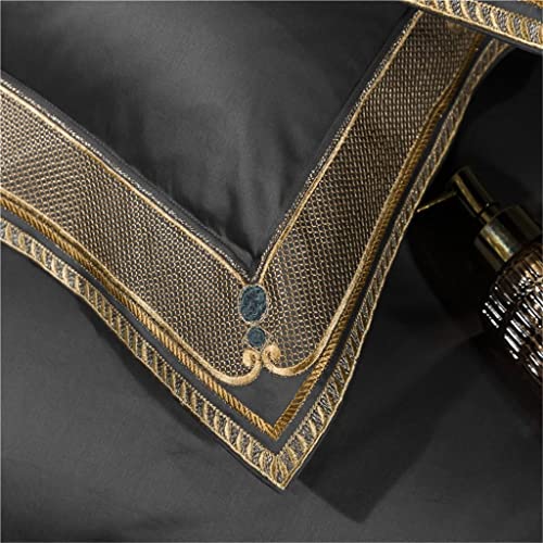  LEIGE Egyptian Cotton Red Green 4/6Pcs Super King Bedding Set Embroidery Duvet Cover 1 Bed Sheet 2Pillowcases (Color : Gray, Size : King Size 4Pcs)
