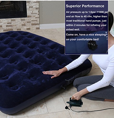  Electric Air Pump For Inflatable Pool Toys - High Power Quick-Fill Air Mattress Inflator Deflator Pump For Pool Float Raft Airbed With 3 Nozzles, 320W, 110V AC, 1.6PSI, Air Flow 26CFM
