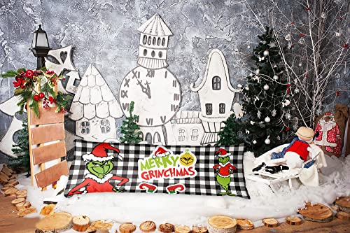  Christmas Buffalo Check Body Pillowcase Merry Xmas Bed Body Pillow Covers Large Soft Backrest Cushion Farmhouse Long Pillow Protector Covers With Zipper Closure For Bedroom 20x54inch