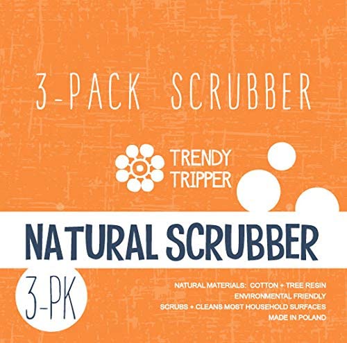  RENDY TRIPPER 3-Pack Natural Pot Scrubbers: Made Of Cotton + Tree Resin
