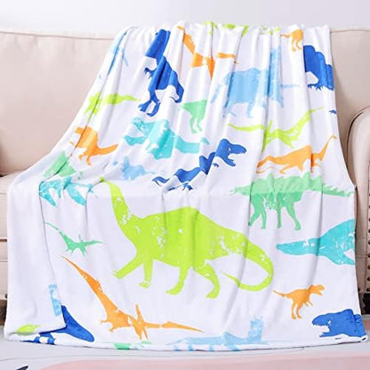  Dinosaur Throw Blanket, Dino Plush Fleece Kids Blanket Soft Cozy Cartoon Blankets With Jurassic Dinosaurs For Boys Gift For Kids Adults (Dinosaur 1, 50" X 60")
