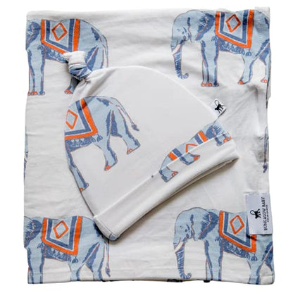  BUNGALOW BABY Swaddle Set - Premium Bamboo Viscose Baby Swaddle Blanket & Hat Set, Baby Boy, Baby Girl, Unisex, Newborn Swaddle, Bamboo Blanket, Stocking Suffer For Baby (Dash/Black & White)