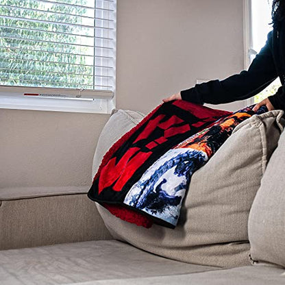  Godzilla Movie Poster Oversized Plush Throw Blanket | Cozy Sherpa Cover For Sofa, Bed Super Soft Fleece Official Kaiju Monster Gojira Collectible 76 X 54 Inches, Red, One Size