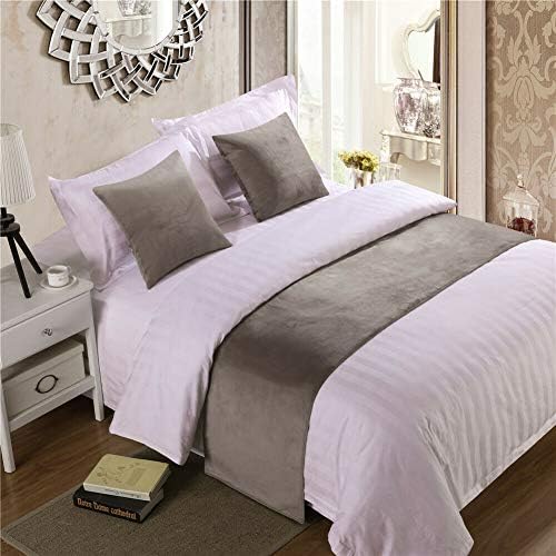  MaiYu-MY Luxury Velvet Solid Bed Runner Scarf Protector Slipcover Bed Decorative Scarf For Bedroom Hotel Wedding Room (Pink,50x260cm For 2.0m Bed)