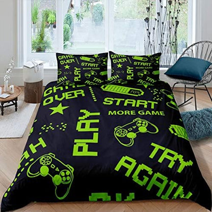  Game Bedding Set Console Gamer Duvet Cover Set For Kids Boys Teens Video Game Gamepad Comforter Cover Novelty Game Controller Quilt Cover Bedroom Collection 3Pcs Full Size