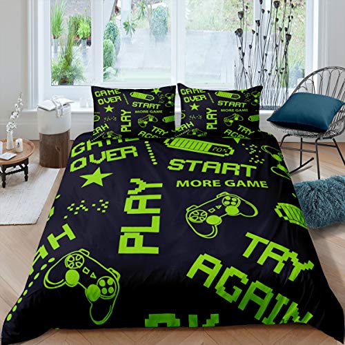  Game Bedding Set Console Gamer Duvet Cover Set For Kids Boys Teens Video Game Gamepad Comforter Cover Novelty Game Controller Quilt Cover Bedroom Collection 3Pcs Full Size
