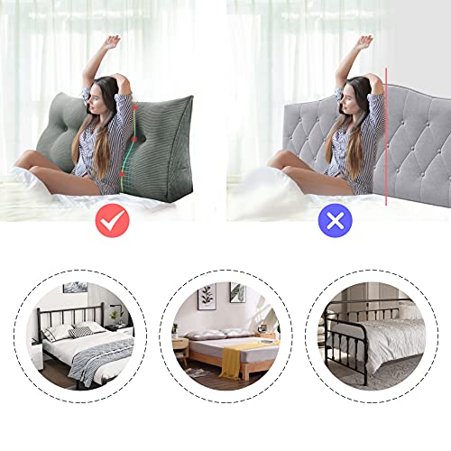  WOWMAX Ergonomics Headboard Pillow For California King Size Bed, Multifunctional Upholstered Headboard Pillows, Triangular Long Wedge Pillow For Wall No Need To Assembly Corduroy Grey (71 Inches)