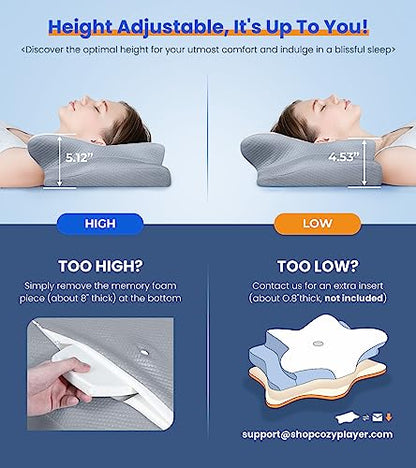  Ultra Pain Relief Cooling Pillow For Neck Support, Adjustable Cervical Pillow Cozy Sleeping, Odorless Ergonomic Contour Memory Foam Pillows, Orthopedic Bed Pillow For Side Back Stomach Sleeper
