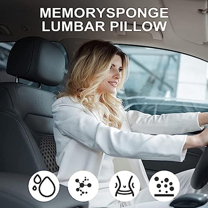  TTKXT Lumbar Support Pillow For Car For Low Back Pain Relief With Adjustable Straps.Memory Foam Lower Back Pillow For Bed, Office Chair, Gaming Chair, Recliner Improve Posture (Black)