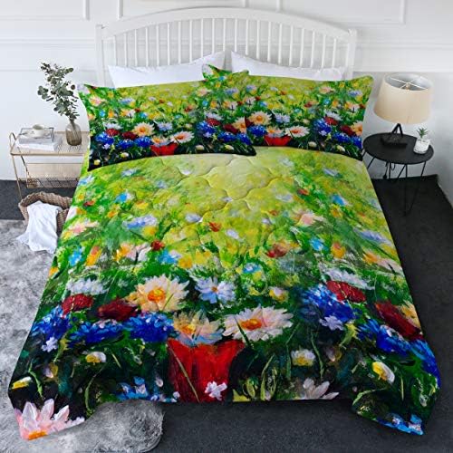 BlessLiving Fall Color Leaf Comforter Set Queen Set 3 Piece Maple Bedding Sets With Orange Comforter Autumn Leaves Bedspread 3D Nature Art Quilted Set, Soft Lightweight Full/Queen Bed Set