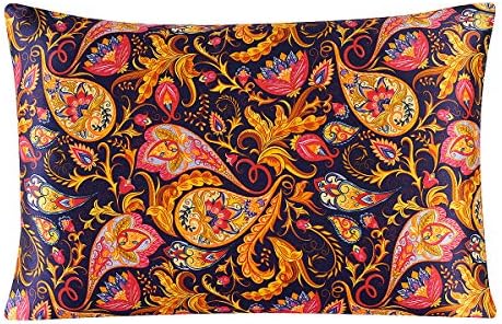  100% Pure Mulberry Silk Pillowcase With Zipper For Skin&Hair Care Both Sides Soft Breathable (Pattern02, Standard)