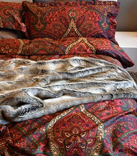  Boho Paisley Print Luxury Duvet Quilt Cover And Shams 3pc Bedding Set Bohemian Damask Medallion 350TC Egyptian Cotton Sateen (King)
