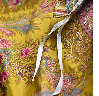  Classical Paisley Duvet Cover 3pc Set Bohemian Bedding Bothe Damask Antique Drawing Medallion 400TC Egyptian Cotton Sateen Luxury European Traditional Boho Floral Scarf Style Bed Linen (Mustard, King)