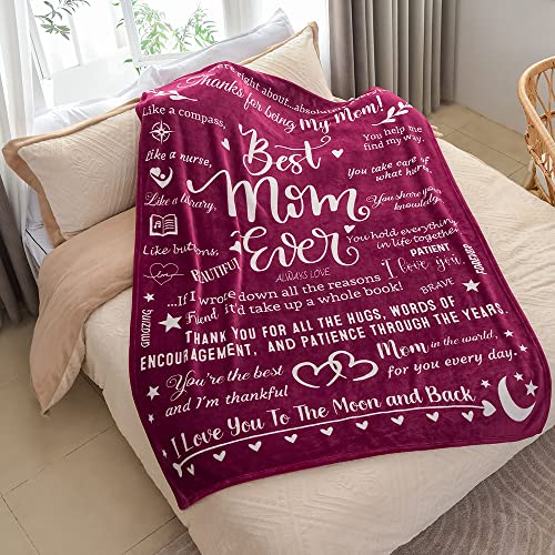  Best Mom Ever Blankets, Mom Blankets From Daughter Son, Letter Warm Soft Throw Blankets For Mom, Mother Blankets For Mom, Mom Gifts For Birthday, Christmas, 50" X 70"