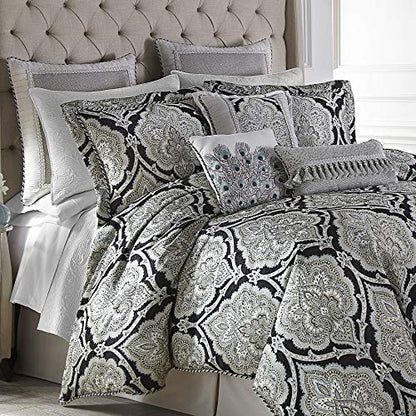  Croscill Dianella Queen Comforter Set, Black