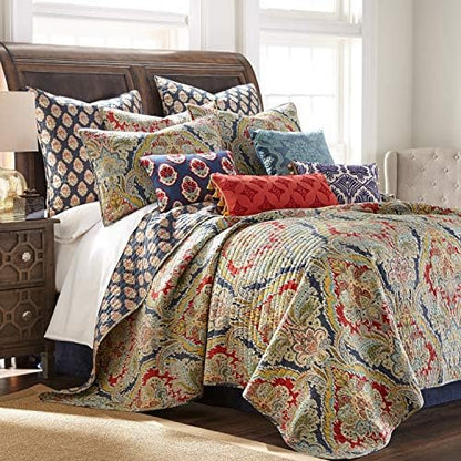  - Moreno Comforter Set - King Comforter + Two King Pillow Cases - Traditional Damask - Red, Blue, Grey, Gold, Teal - Comforter (106 X 94in.) And Pillow Case (36 X 20in.) - Cotton