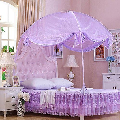  CdyBox Princess Mosquito Net Bed Tent Canopy Curtains Netting With Stand Fits Twin Full Queen (Purple, Full/Queen)