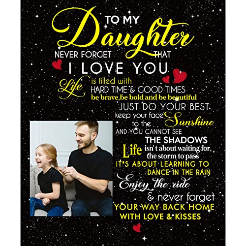  To My Daughter Throw Blanket Custom Name Photo Date Gifts For Daughter On Mothers Day Birthday Present Size 50x60inch