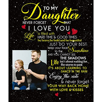  To My Daughter Throw Blanket Custom Name Photo Date Gifts For Daughter On Mothers Day Birthday Present Size 50x60inch