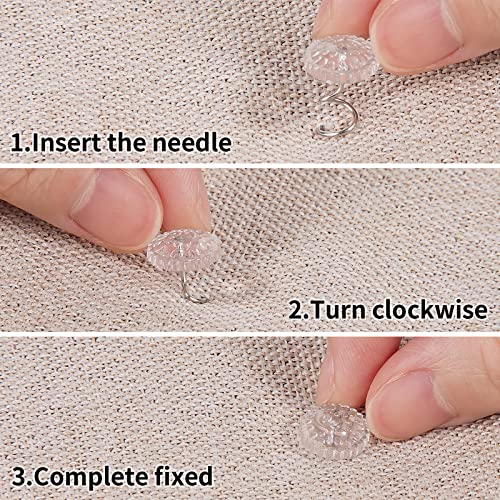  60PCS Upholstery Tacks - Bed Skirt Pins Or Holders Clear Head Upholstery Pins, Headliner Pins Twist Fabric Pins For Slipcovers And Bedskirts
