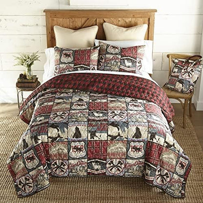  Full/Queen Bedding Set - 3 Piece - Green Forest Lodge Quilt Set With Full/Queen Quilt And Two Standard Pillow Shams - Fits Queen Size And Full Size Beds - Machine Washable
