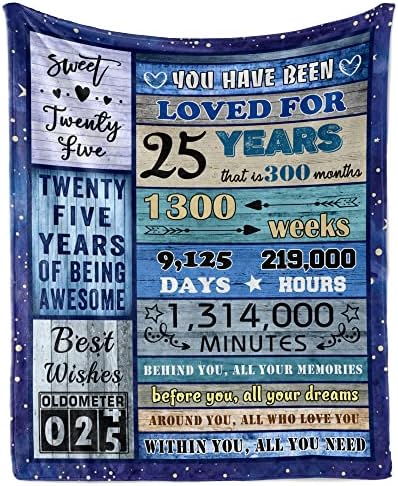  25th Birthday Gifts For Women Blanket 60"X50", 25th Birthday Decorations For Men Women, Gifts For 25 Year Old Male Female, Best Birthday Gift Ideas For Women Men