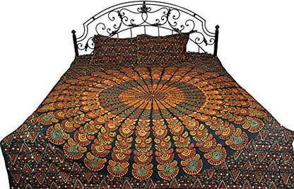  Bedspread From Pilkhuwa With Printed Giant Mandala - Pure Cotton Printed With Natural DyesbrWith Pil - Color True Navy Color