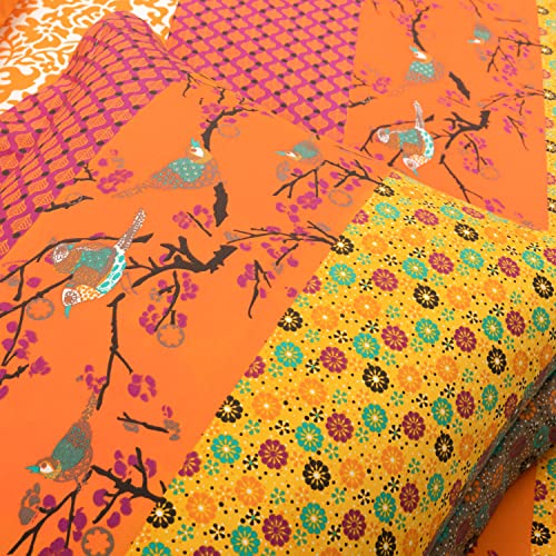  Royal Empire Reversible 3 Piece Cotton Duvet Cover Set, King, Tangerine