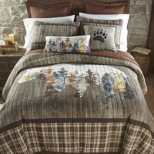  King Quilt - Bear Mirage Cotton Lodge Quilt With Bear Pattern - Machine Washable
